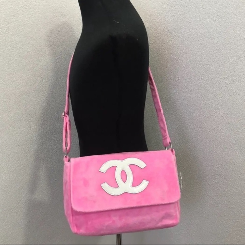 CHANEL Vibrant Pink Terrycloth Shoulder Bag